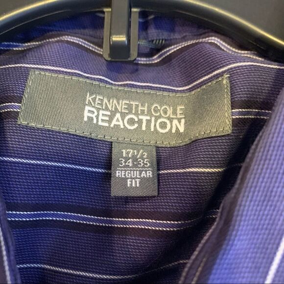 Kenneth Cole Reaction Blue Striped Button Down Shirt - Picture 7 of 9